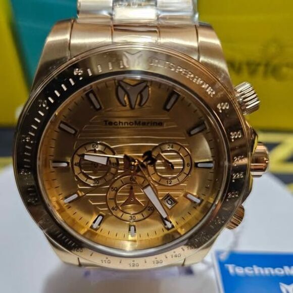 TechnoMarine Gold Chronograph Men’s Watch – Stainless Steel / New - Picture 5 of 8